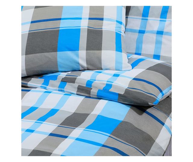 Set posteljine za poplun plavo-sivi 200 x 200 cm pamučni