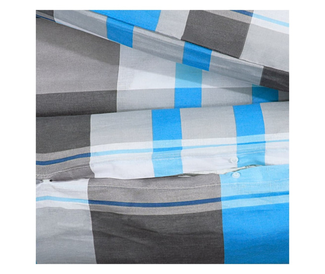 Set posteljine za poplun plavo-sivi 200 x 200 cm pamučni