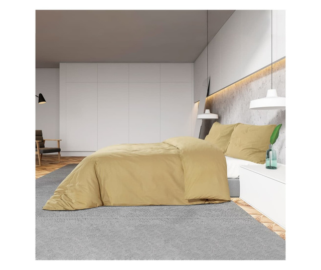 Set posteljine za poplun Smeđe-sivi 135 x 200 cm pamučni