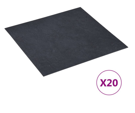 20 db fekete márvány mintás öntapadó PVC padlólap 1,86 m²