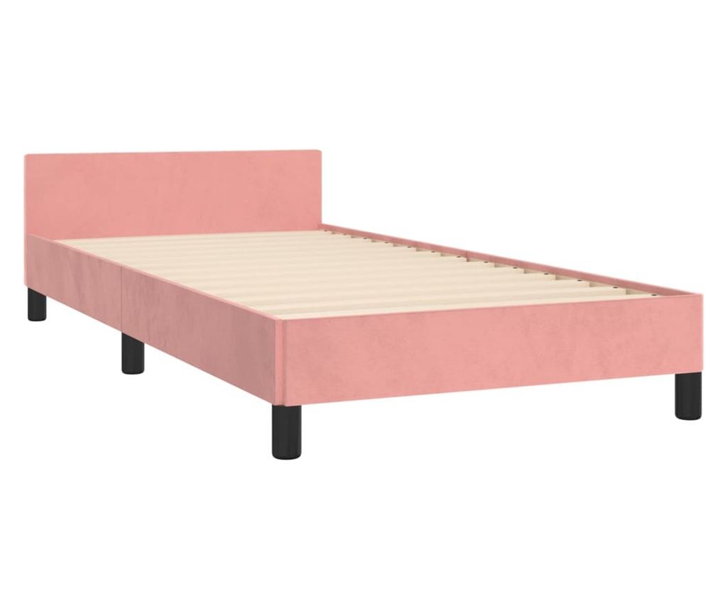 Легло с табла, розово, 100x200 см, кадифе - 5