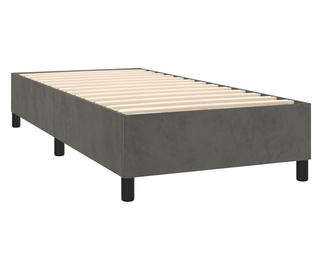 Пружинно легло с матрак и LED, тъмносиво, 100x200 см, кадифе - 5