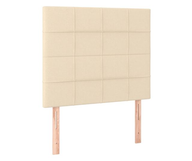 Пружинно легло с матрак и LED, кремаво, 80x200 см, текстил