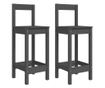 Bar stolčki, 2 kosi, sivi, 40x41,5x112 cm, masivna borova les.