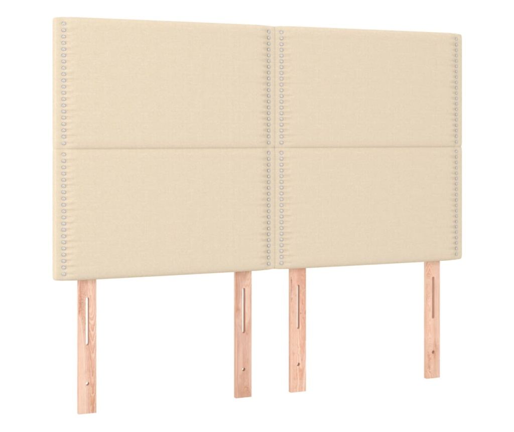 Легло с основа и матрак, кремаво, 140x200 см, текстилна тъкан - 5