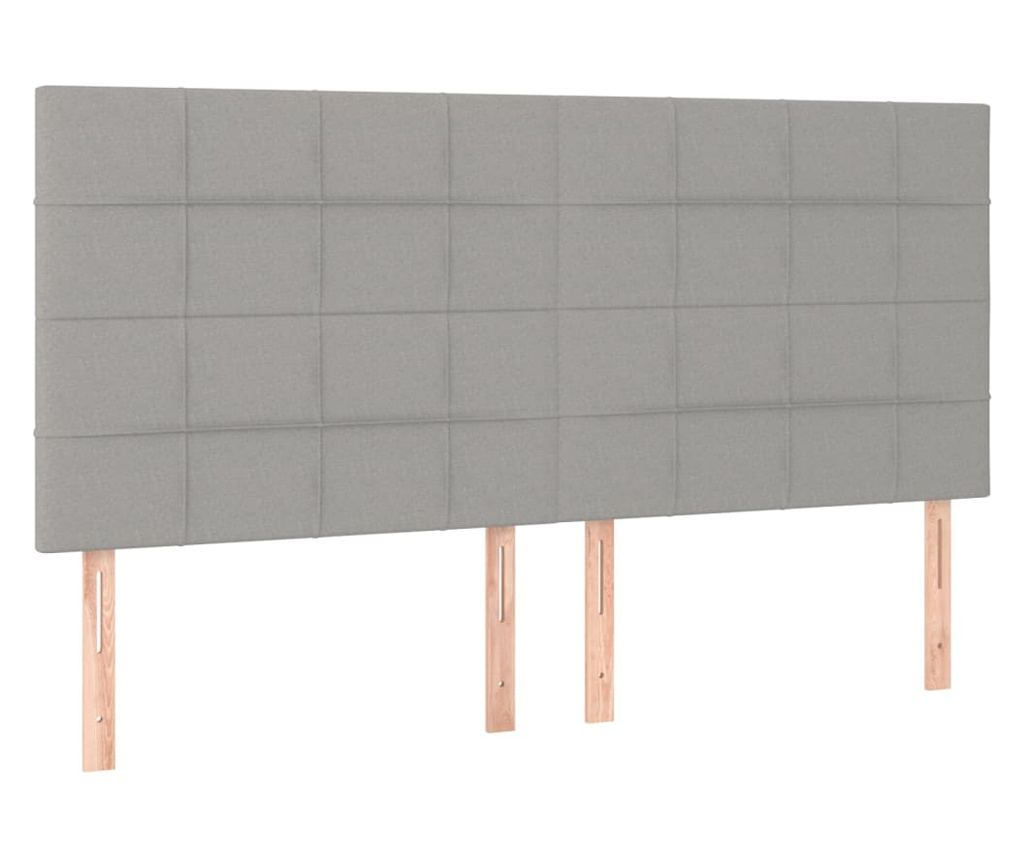 Легло с пружини, матрак и LED осветление, светло сиво, 160x200 см, текстил - 7