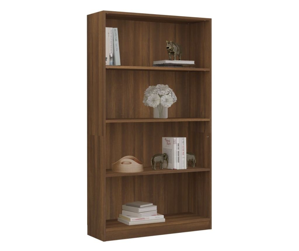 Βιβλιοθήκη 4 Επιπέδων σε Καφέ Δρυς 80x24x142 εκ. από Σύνθετη Ξυλεία - 3