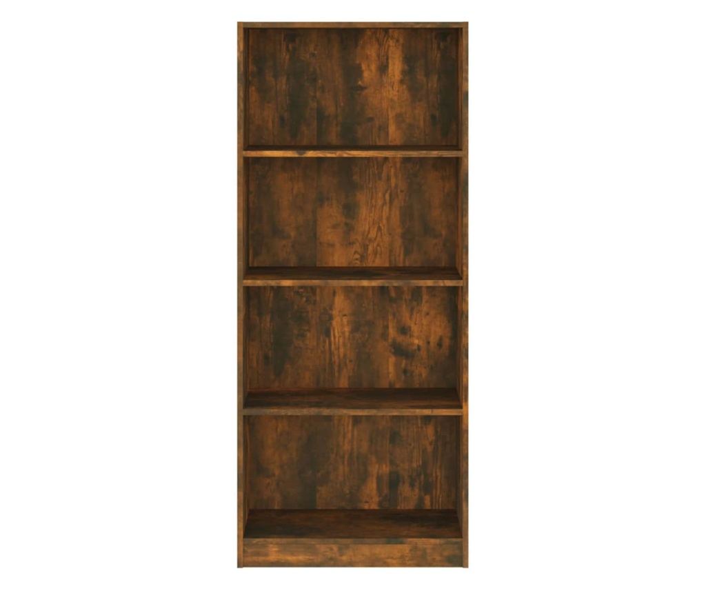 Βιβλιοθήκη 4 Επιπέδων Καπνιστός Δρυς 60x24x142 εκ. από Σύνθετη Ξυλεία - 4