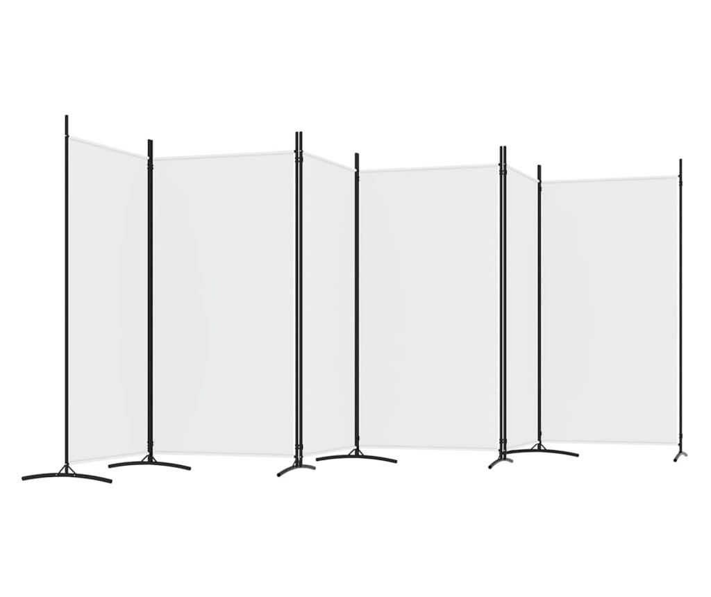 Paraván do pokoje se 6 panely, bílý, 520x180 cm, textil - 5