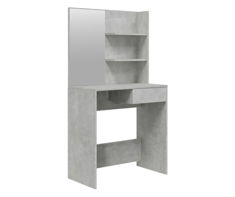 betonszürke fésülködőasztal tükörrel 74,5 x 40 x 141 cm