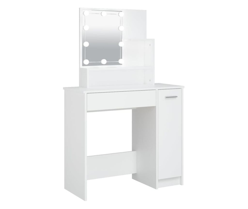 LED Toaletna mizica, bela, 86,5x35x136 cm - 2