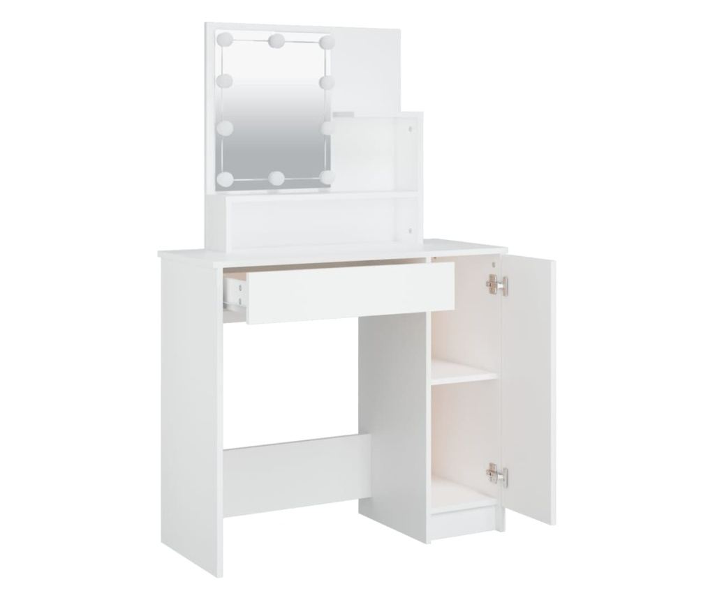 LED Toaletna mizica, bela, 86,5x35x136 cm - 4