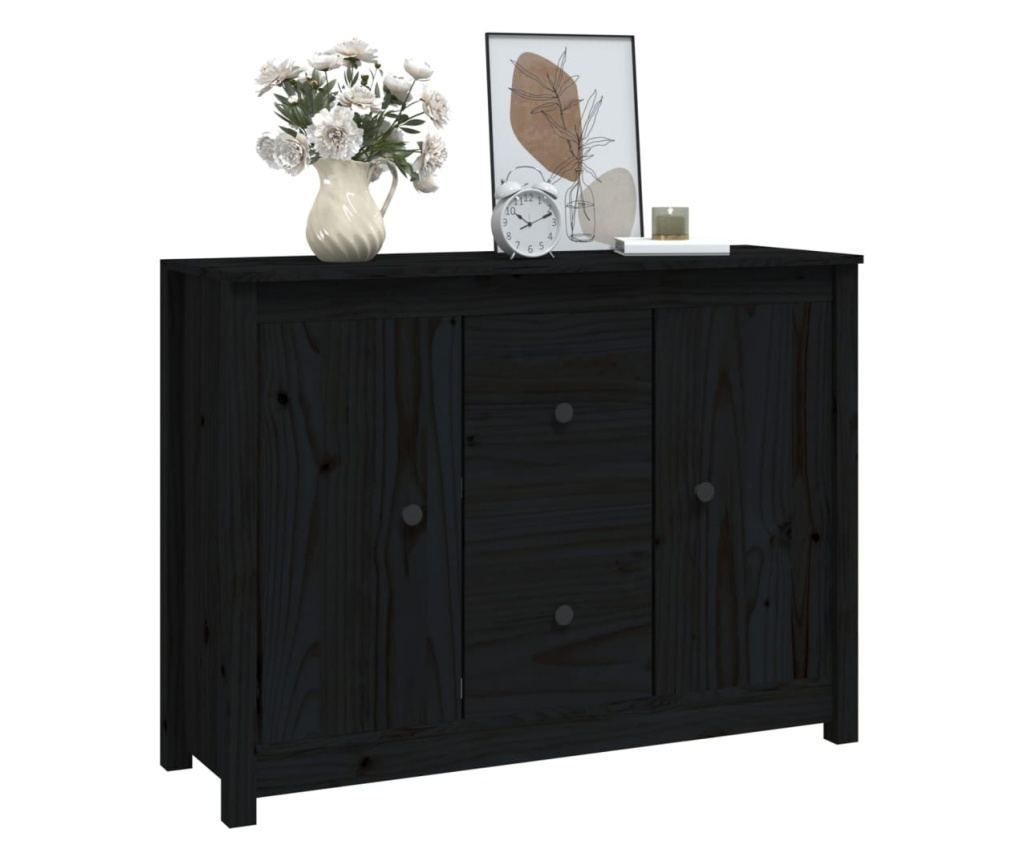 Omarica, črna, 100x35x74 cm, masivni borovec - 7