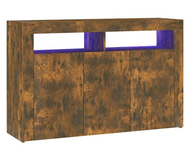 füstös tölgyszínű tálalószekrény LED-ekkel 115,5 x 30 x 75 cm