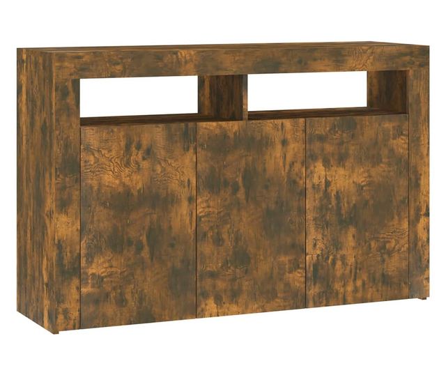 füstös tölgyszínű tálalószekrény LED-ekkel 115,5 x 30 x 75 cm