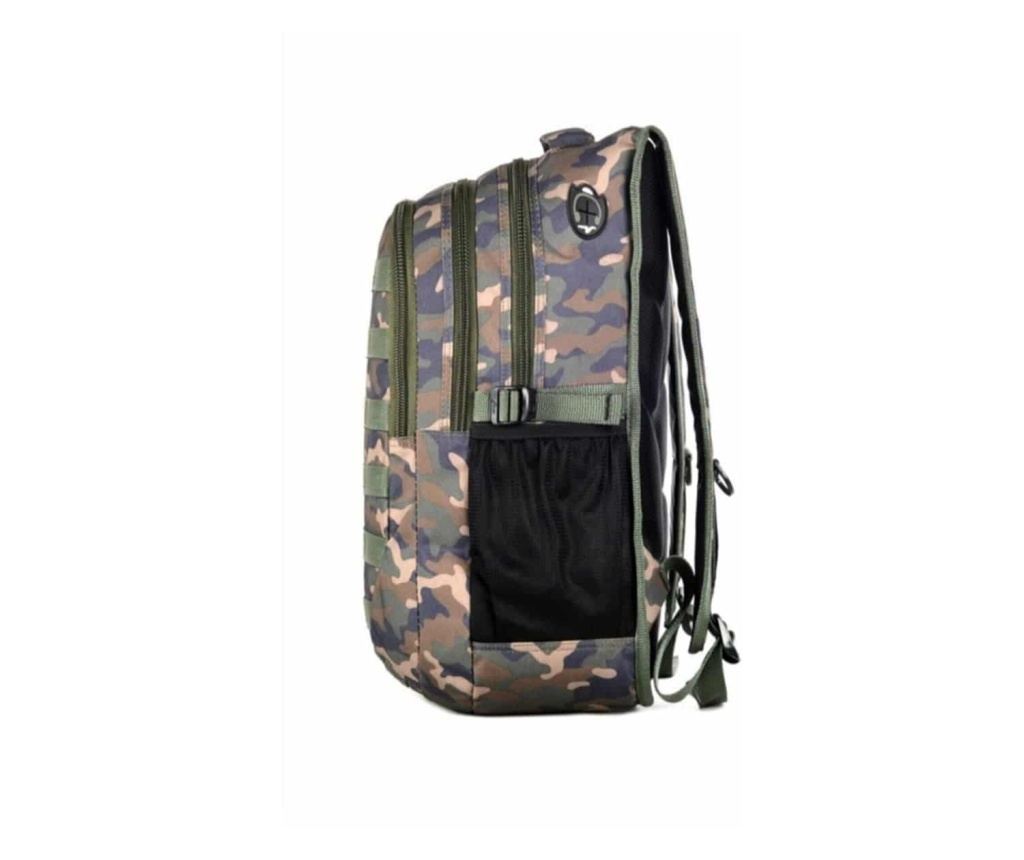 Hátizsák Relaxion modell Camouflage 2228 4 rekesszel, fejhallgató csatlakozóval, háttámlával, zöld, 45x30x20 cm, 45x30x20 cm - 3