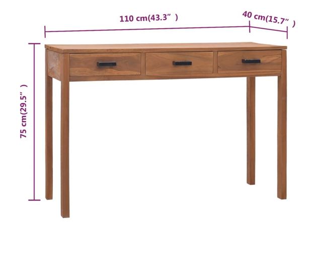 Ured, 110x40x75 cm, drvo od tikovine