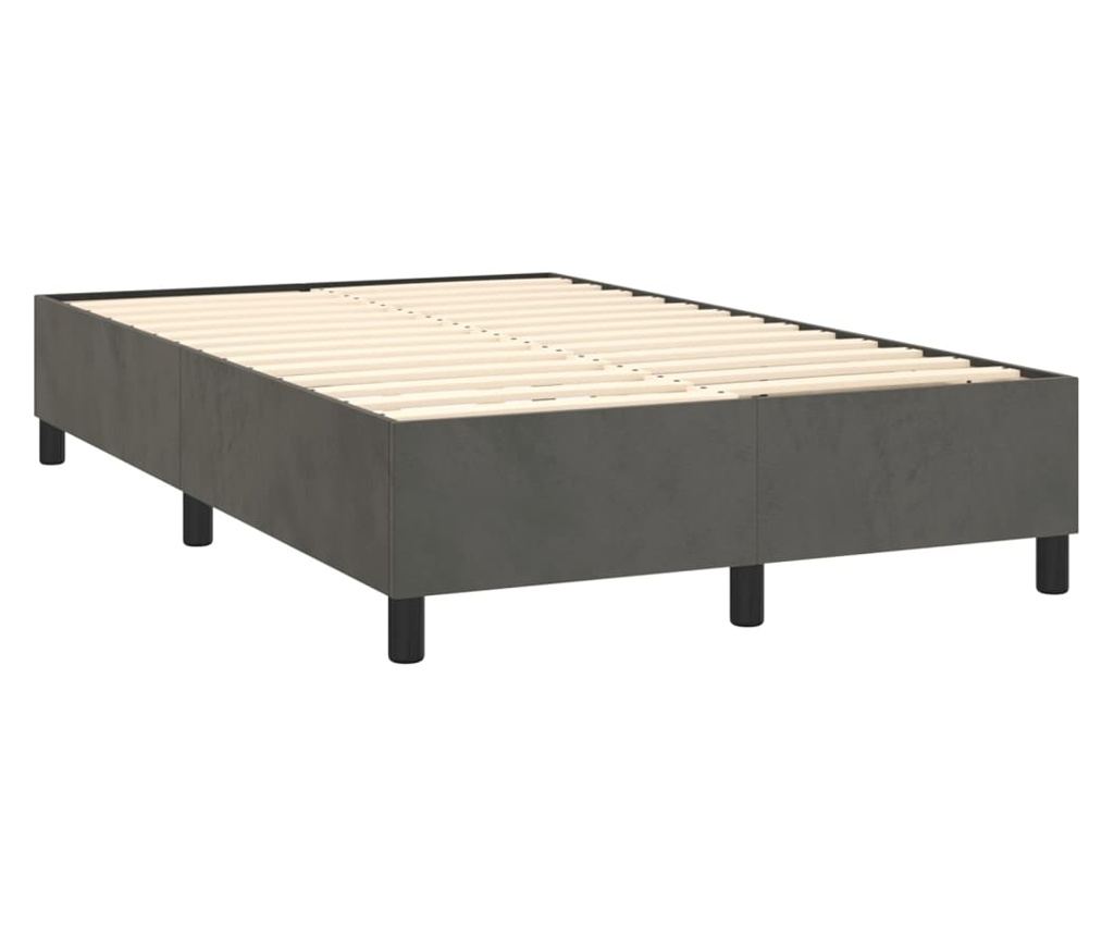Легло с матрак и LED осветление, тъмносиво, 120x200 см, кадифе - 5