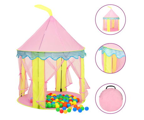 Dětský stan na hraní s 250 míčky růžový100x100x127 cm