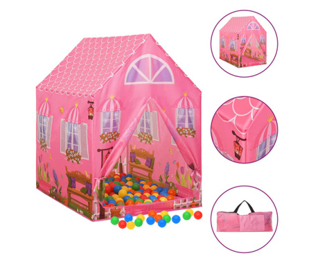 Cort de joaca pentru copii cu 250 bile, roz, 69x94x104 cm