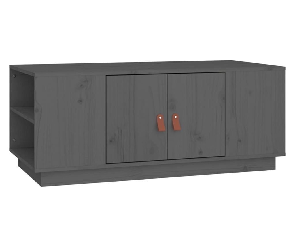 Τραπεζάκι σαλονιού, Γκρι, 100x50x41 εκ., Μασίφ ξύλο πεύκου - 2