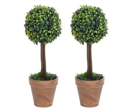 Umělé rostliny cimišir s květináčem, 2 ks. zelené 33 cm míč