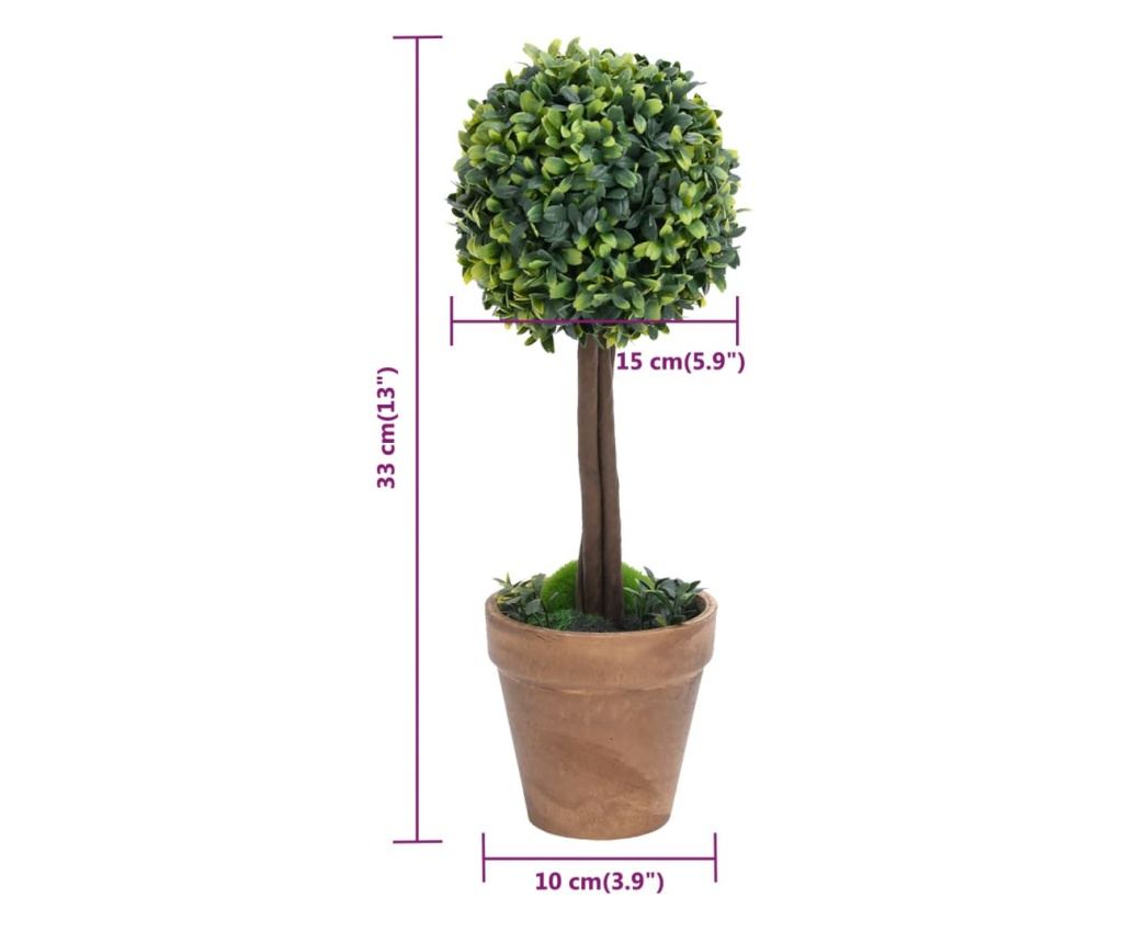Umjetne biljke šimšira s loncem, 2 kom. zelene 33 cm kugla - 6
