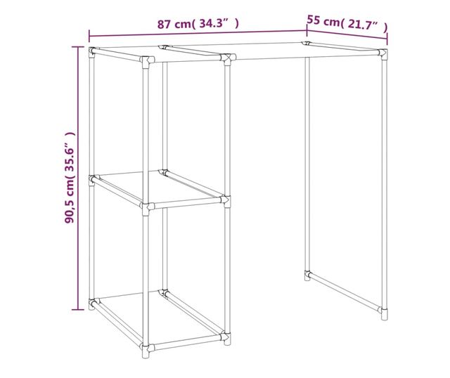 Стелаж за съхранение над пералня сив 87x55x90,5 см желязо
