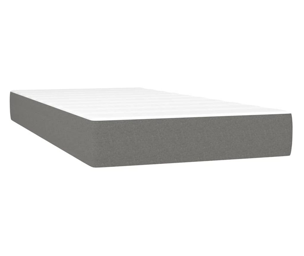 Boxspring krevet s madracem i LED rasvjetom, tamnosivi, 100x200 cm, tekstil - 6