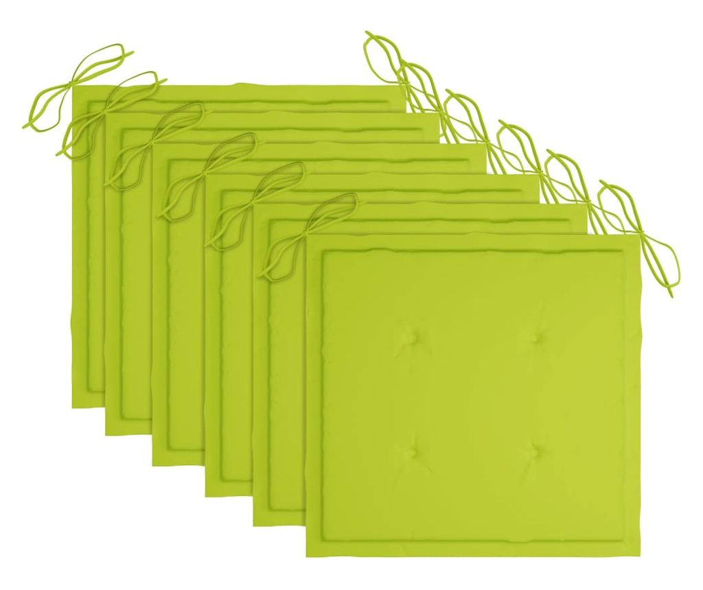 Scaune de grădină cu perne verde aprins, 6 buc., lemn masiv tec - 6