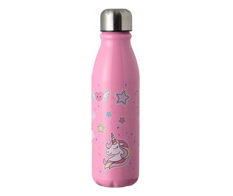 Sticla termos metalica Pufo Unicorn Dream pentru bauturi, izoterm, 600 ml, roz
