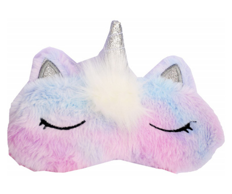 Masca pentru dormit sau calatorie, cu gel detasabil, Pufo Little Unicorn, 20 cm, mov