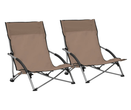Sklopive stolice za plažu od tkanine 2 kom smeđe-sive