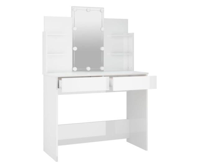 Toaletni stolić s LED svjetlima sjajni bijeli 96x40x142 cm