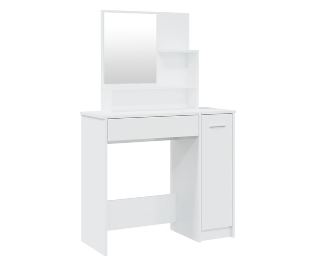 Toaletni stolić s ogledalom visoki sjaj bijeli 86,5x35x136 cm
