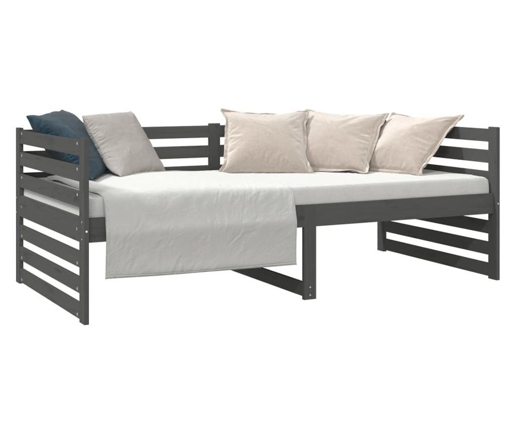 Daybed, Γκρι, 90x190 εκ., Μασίφ Ξύλο Πεύκου - 5