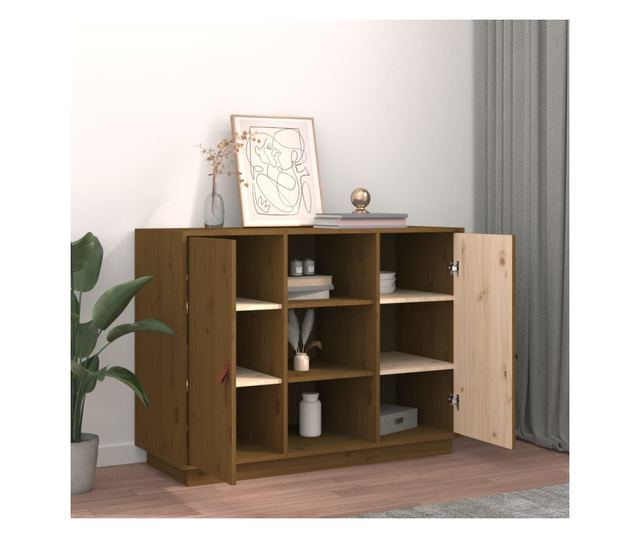 Stojalo, medeno rjavo, 100x40x75 cm, masivno borovo les.