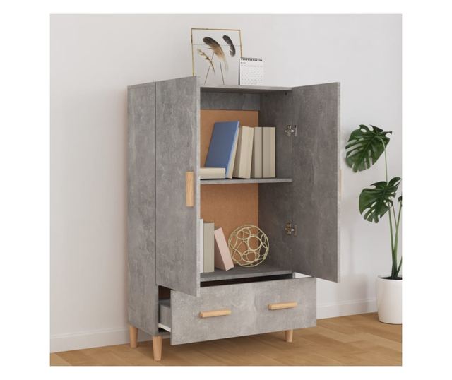 Dulap înalt, gri beton, 70x31x115 cm, lemn prelucrat