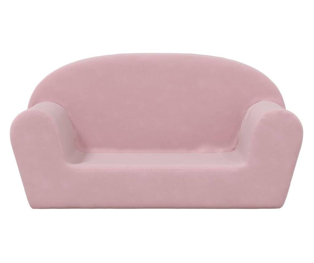 Otroška kavč s 2 sedežema, roza, mehak pliš - 3