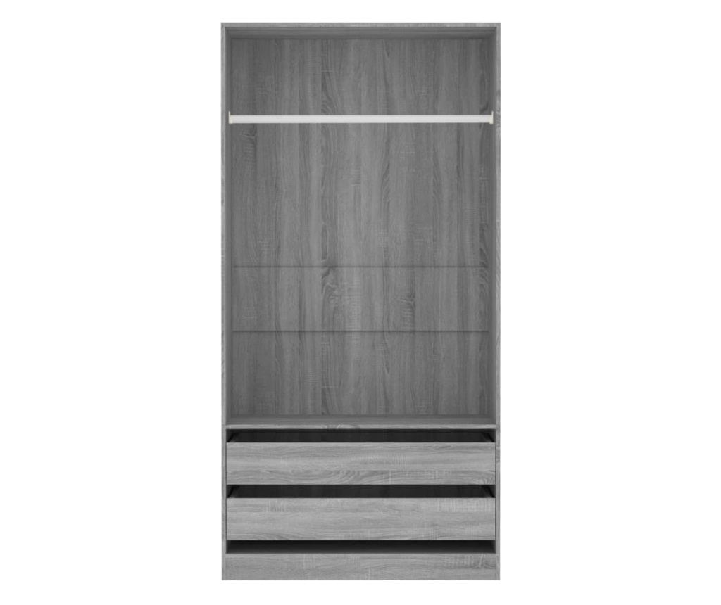 Гардероб, сив сонома, 100x50x200 см, инженерно дърво - 8