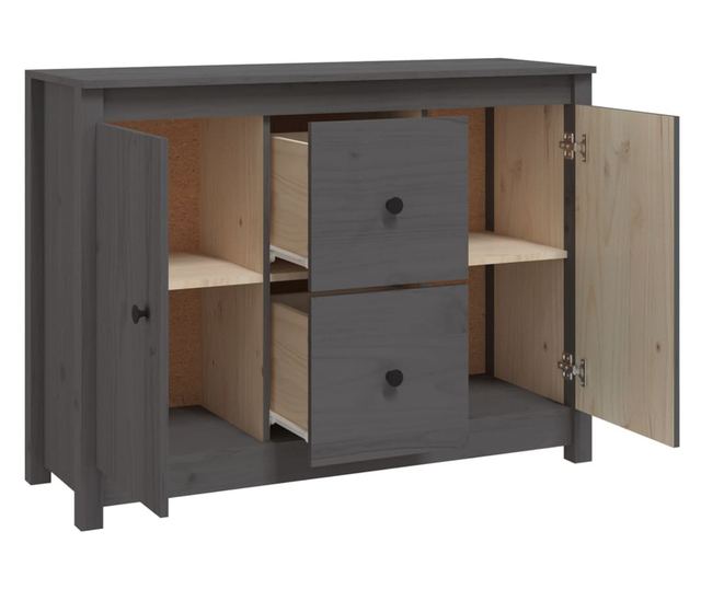 Stojalo, sivo, 100x35x74 cm, masivno borovo les.