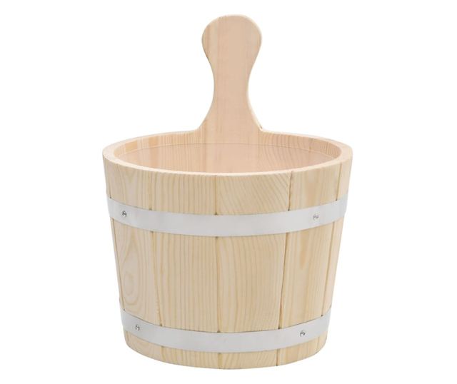 Set de găleată și polonic pentru saună, lemn masiv de pin