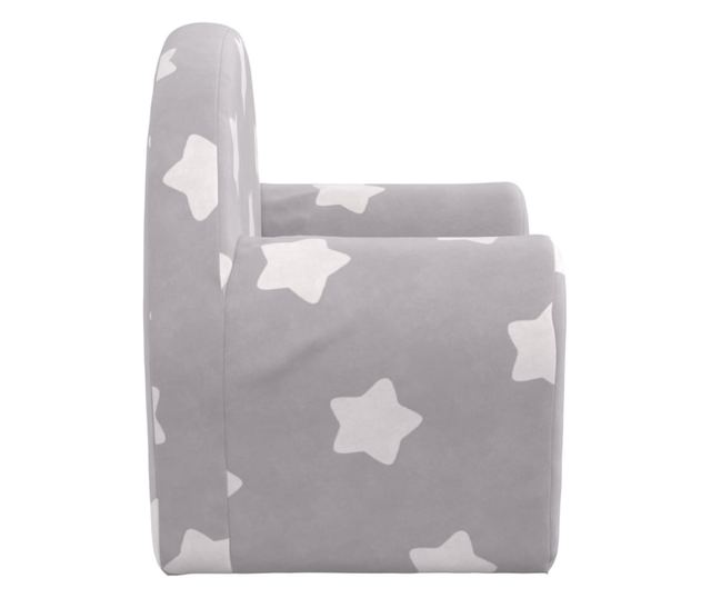 Otroška kavč, svetlo siva z zvezdami, mehak pliš