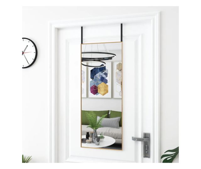Ogledalo za vrata zlatno 40 x 100 cm od stakla i aluminija