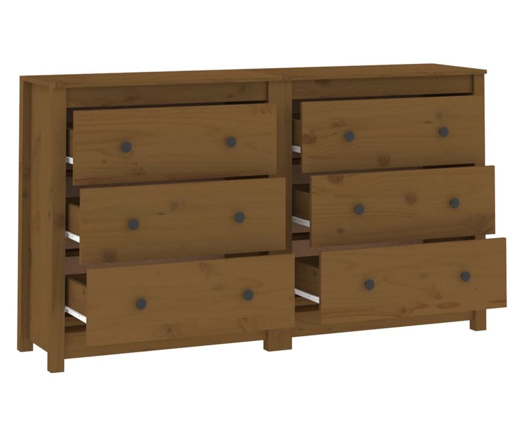 Stojalo, medeno rjavo, 140x35x80 cm, masivno borovo les. - 5