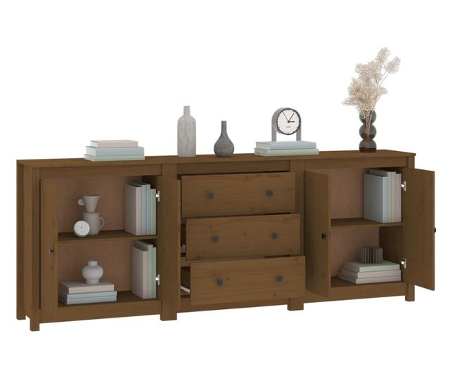 Stojalo, medeno rjavo, 210x35x80 cm, masivno borovo les.