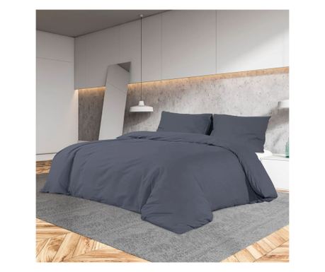 Σετ Παπλωματοθήκης, Ανθρακί, 225x220 εκ. Μικροΐνες