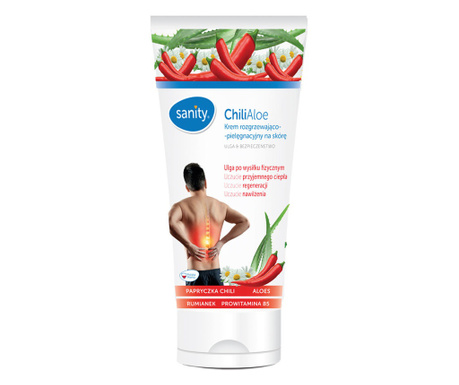 Crema pentru corp Sanity Chili Aloe, cu efect de incalzire, hidratare, regenerare si relaxare dupa efort fizic intens