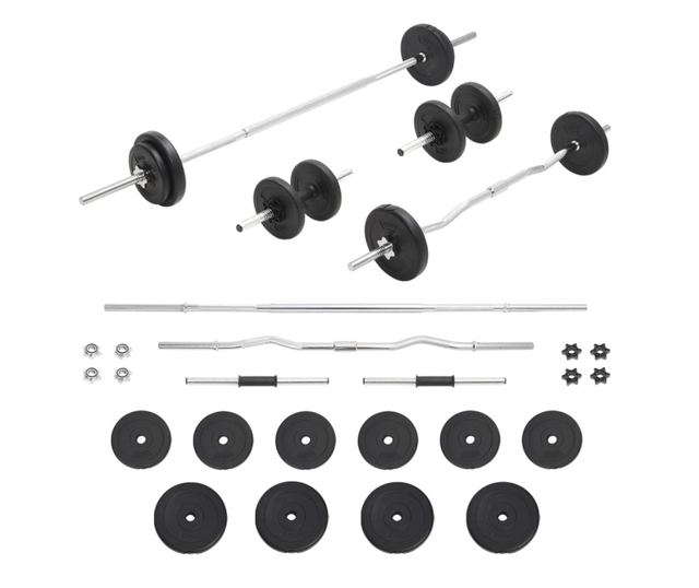 Set dvoručnih i jednoručnih utega 30 kg