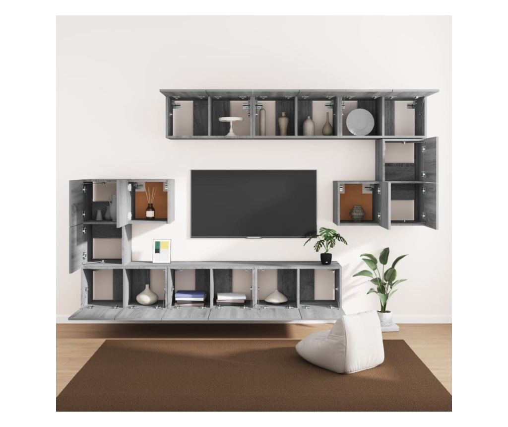 Set omar za TV, 10 kosov, siva sonoma, kompozitno leseno - 3